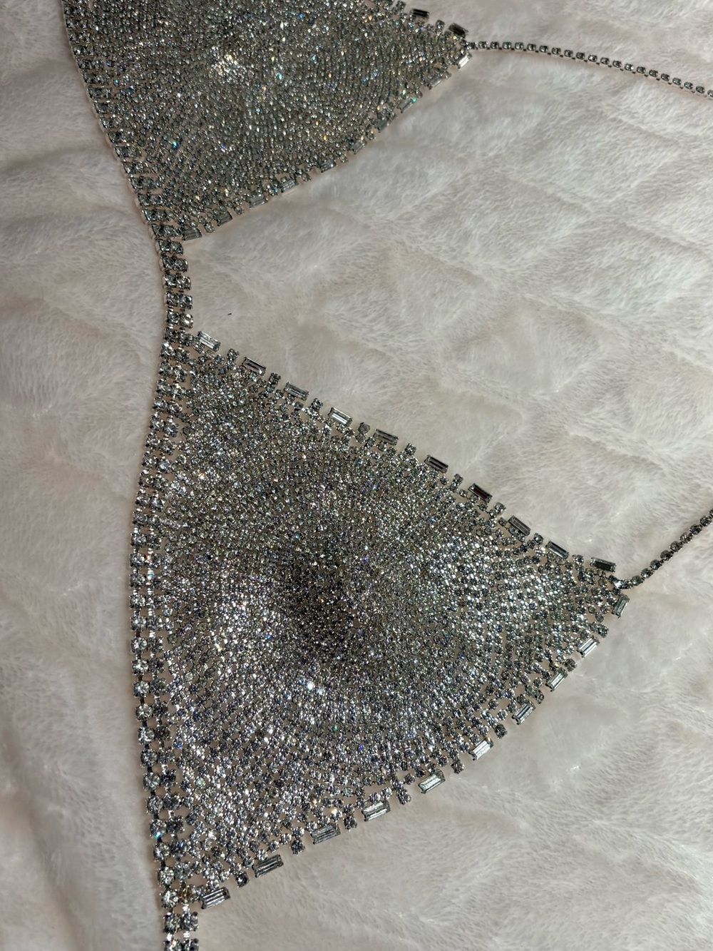 Swarovski Silver Crystal Triangle Bralette Necklace